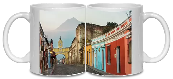 Agua Volcano and Arco de Santa Catalina (Santa Catalina Arch) in Antigua Guatemala