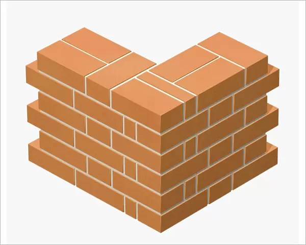 Corner of a brick wall built in Flemish bond bricklaying pattern