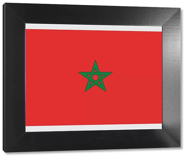 Illustration of flag of Morocco with black-bordered green interwoven star on red field
