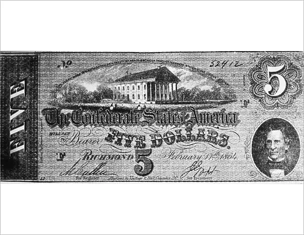 Confederate Five Dollar Bill, 1864