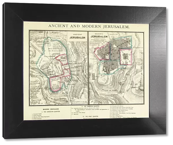 Ancient and Modern Jerusalem Map Engraving