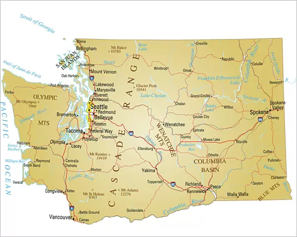 A paper map of Washington state