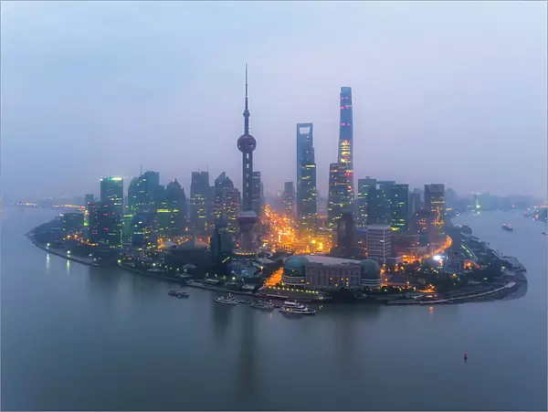 Aerial View of Shanghai Skyline, The Bund