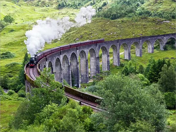Steam Train on Glenfinnan Viaduct, Scotland