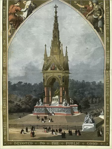 Vintage print of the Albert Memorial, London, 1872