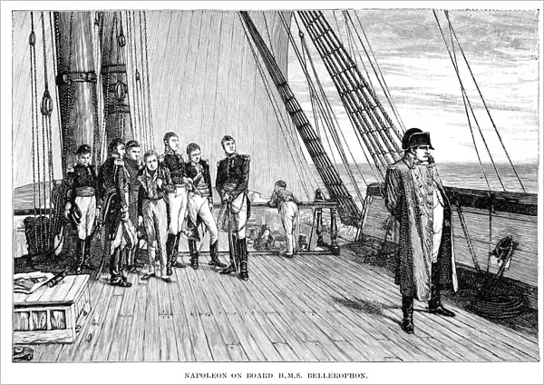 Napoleon on board HMS Bellerophon engraving 1891