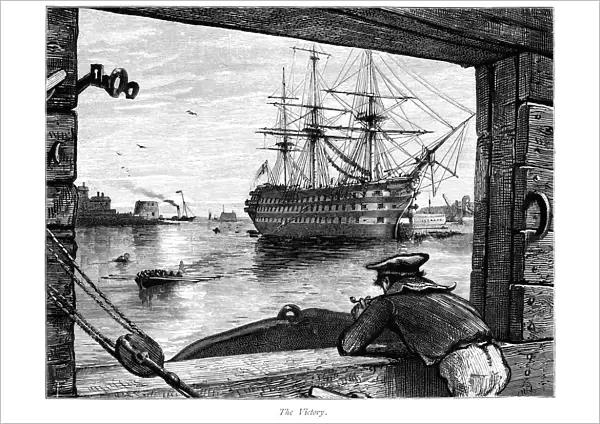 HMS Victory at Portsmouth (Victorian engraving)