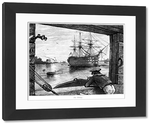 HMS Victory at Portsmouth (Victorian engraving)