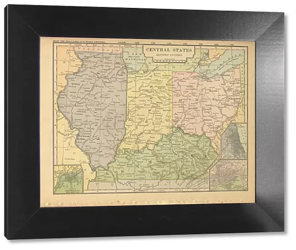 Eastern Central States of the United States of America Antique Victorian Engraved Colored
