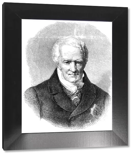 Engraving of german explorer Alexander von Humboldt from 1875