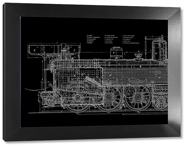 Vintage train blueprint