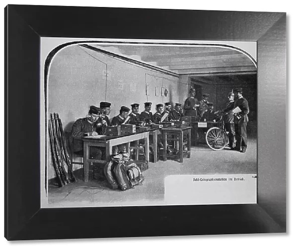 Field telegraph station in operation, telegraph, communication, Germany, 1898, Historic, digital reproduction of an original 19th-century document