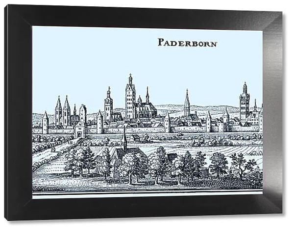 Paderborn in the Middle Ages, North Rhine-Westphalia, Germany, Historical, digital reproduction of an original from the 19th century, original date unknown