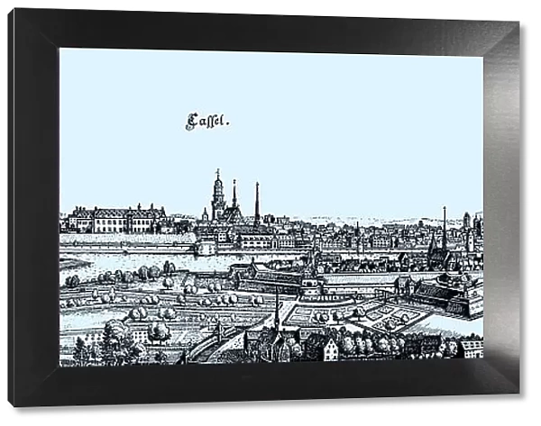 Kassel in the Middle Ages, Hesse, Germany, Historical, digital reproduction of an original from the 19th century, original date unknown