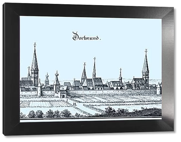 Dortmund in the Middle Ages, North Rhine-Westphalia, Germany, Historical, digital reproduction of an original from the 19th century, original date unknown