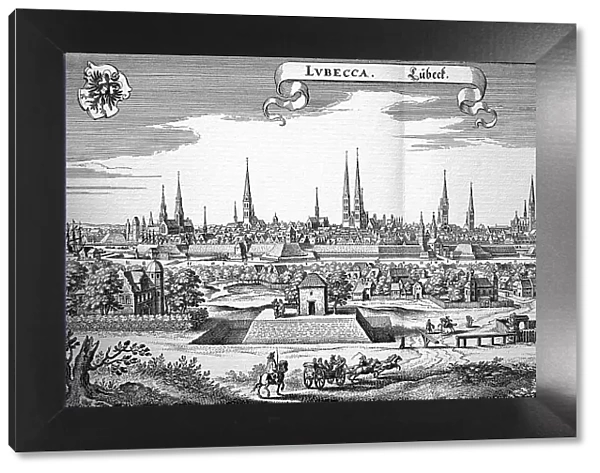 Luebeck in the Middle Ages, Schleswig-Holstein, Germany, Historical, digital reproduction of an original from the 19th century, original date unknown