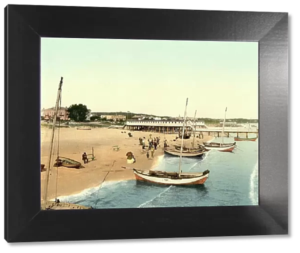 Beach promenade in Ahlbeck in Mecklenburg-Western Pomerania, Germany, Historic, Photochrome print from the 1890s