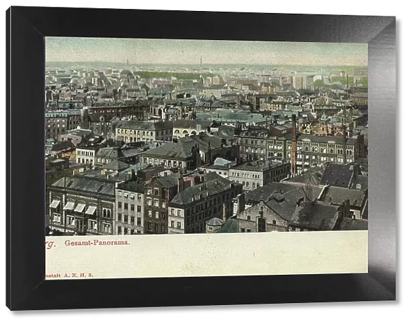 Panorama, Hamburg, Germany, postcard with text, view around 1910, historic, digital reproduction of a historic postcard, public domain, from that time, exact date unknown