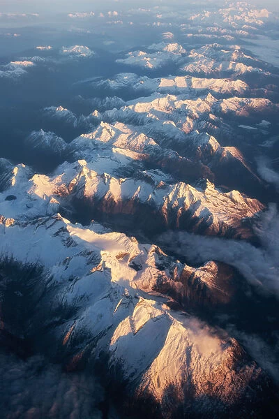 Aerial view of canadian rockies from airplane
