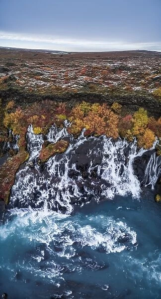 Aerial view of Hraunfossar, Iceland