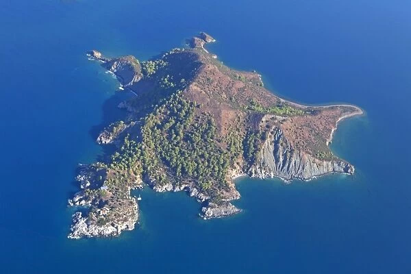 Aerial view, island near Fethiye, Turkish Aegean, Turkey, Asia