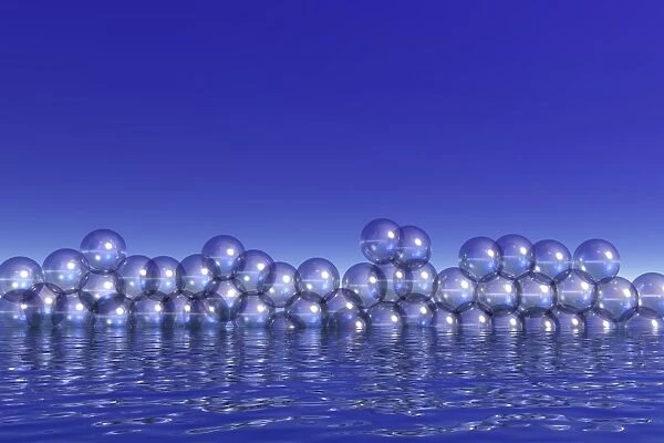 Air bubbles on water surface, 3D computer graphics