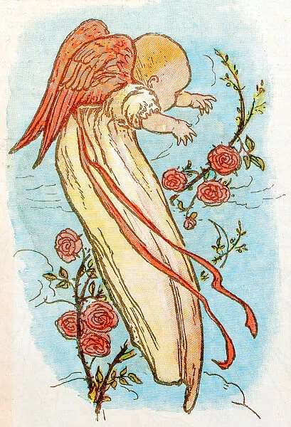 Antique children book illustrations: Baby angel