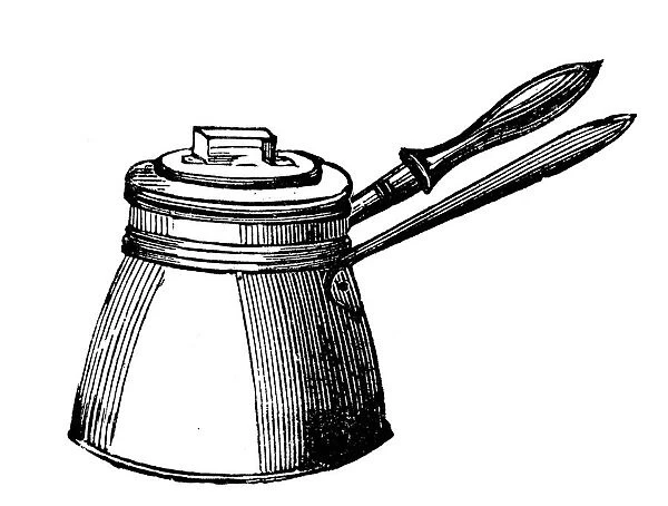 Antique household book engraving illustration: Double saucepan