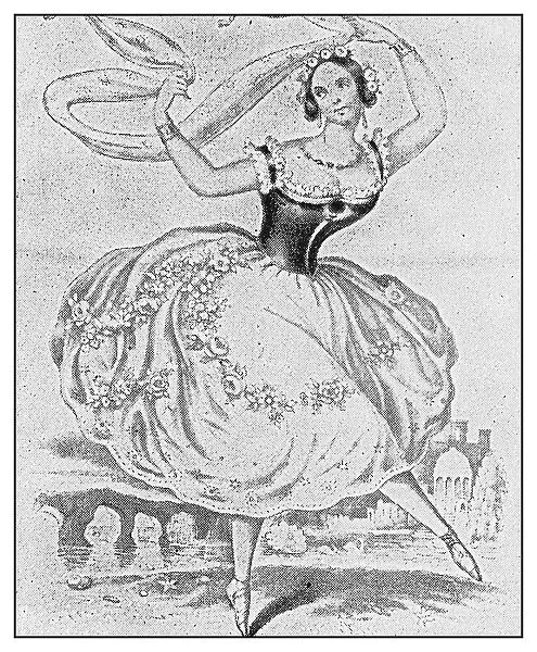 Antique illustration: Mademoiselle Theodore as Columbine