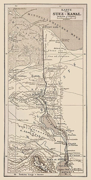 Antique Map of Suez Canal