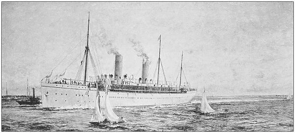 Antique photo of paintings: Cruise ship