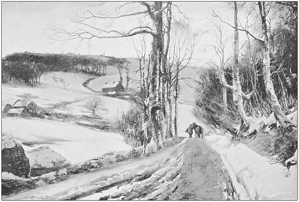 Antique photo of paintings: Winter landscape