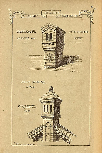 Architectural Chimney, History of architecture, decoration and design, art, French, Victorian, 19th Century