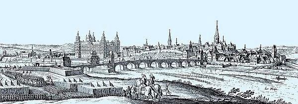 Aschaffenburg in the Middle Ages, Lower Franconia, Bavaria, Germany, Historical, digital reproduction of an original from the 19th century, original date unknown