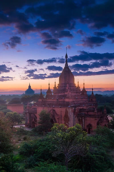 Bagan pagodas with twilight sky in the morning
