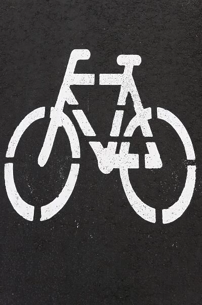 Bicycle path, pictogram, Reykjavik, Iceland