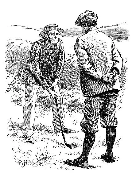 British London satire caricatures comics cartoon illustrations: Playing golf