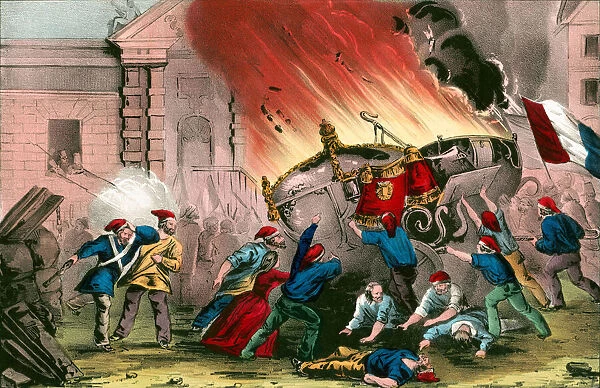 Burning the Royal Carriages at the Chateau d Eu During the French Revolutionof 1848