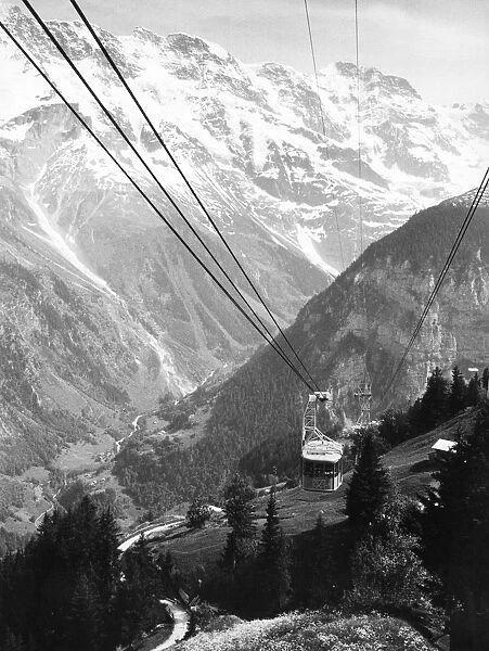 Cable Car. 23rd June 1965: A cabin glides along a section of the worlds