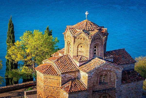 Detail of church of Saint John the Theologian at Kaneo, overlooking Ohrid lake, Ohrid, Macedonia