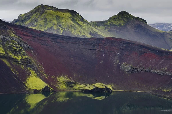 Crater of Ljotipollur Volcano, detail, Landmannalaugar, Fjallabak Nature Reserve, Highlands, Iceland, Europe