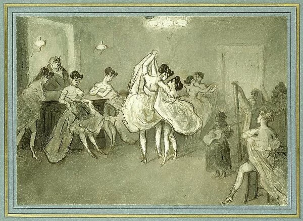 Dancing Women in a Brothel, 1850, France, Historic, digitally restored reproduction from a 19th century original