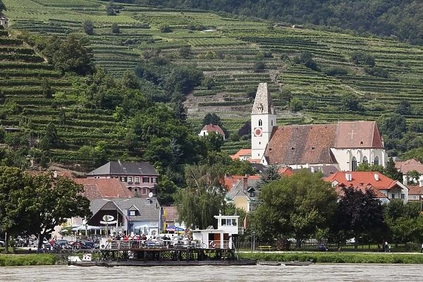 Ferry on the Danube, Spitz, Wachau, Waldviertel, Lower Austria, Austria, Europe