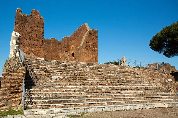 The Forum in the ruins of the Ancient Roman harbour city of Ostia Antica in Rome, Italy