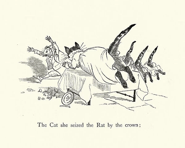 Frog He Would A-Wooing Go, nursery rhyme, The Cat she seized the Rat by the crown