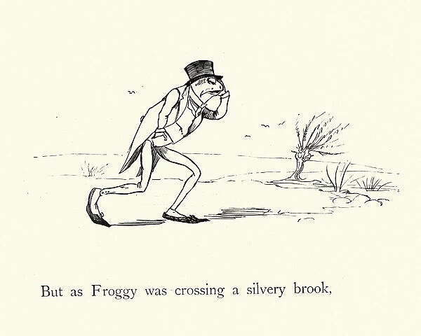 Frog He Would A-Wooing Go, nursery rhyme, as Froggy was crossing a slivery brook