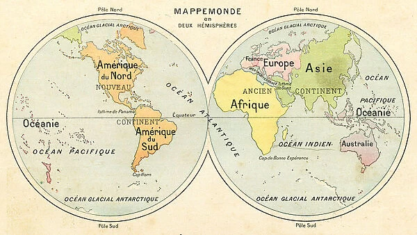 Hemispheres map 1887
