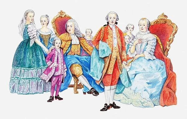 Illustration of Emperor Joseph II and the Hapsburgs