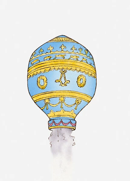 Illustration of Montgolfier brothers hot air balloon