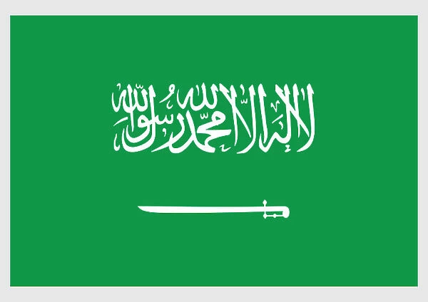 Illustration state and Military flag of the Kingdom of Saudi Arabia, with white Thuluth script and sword on green field